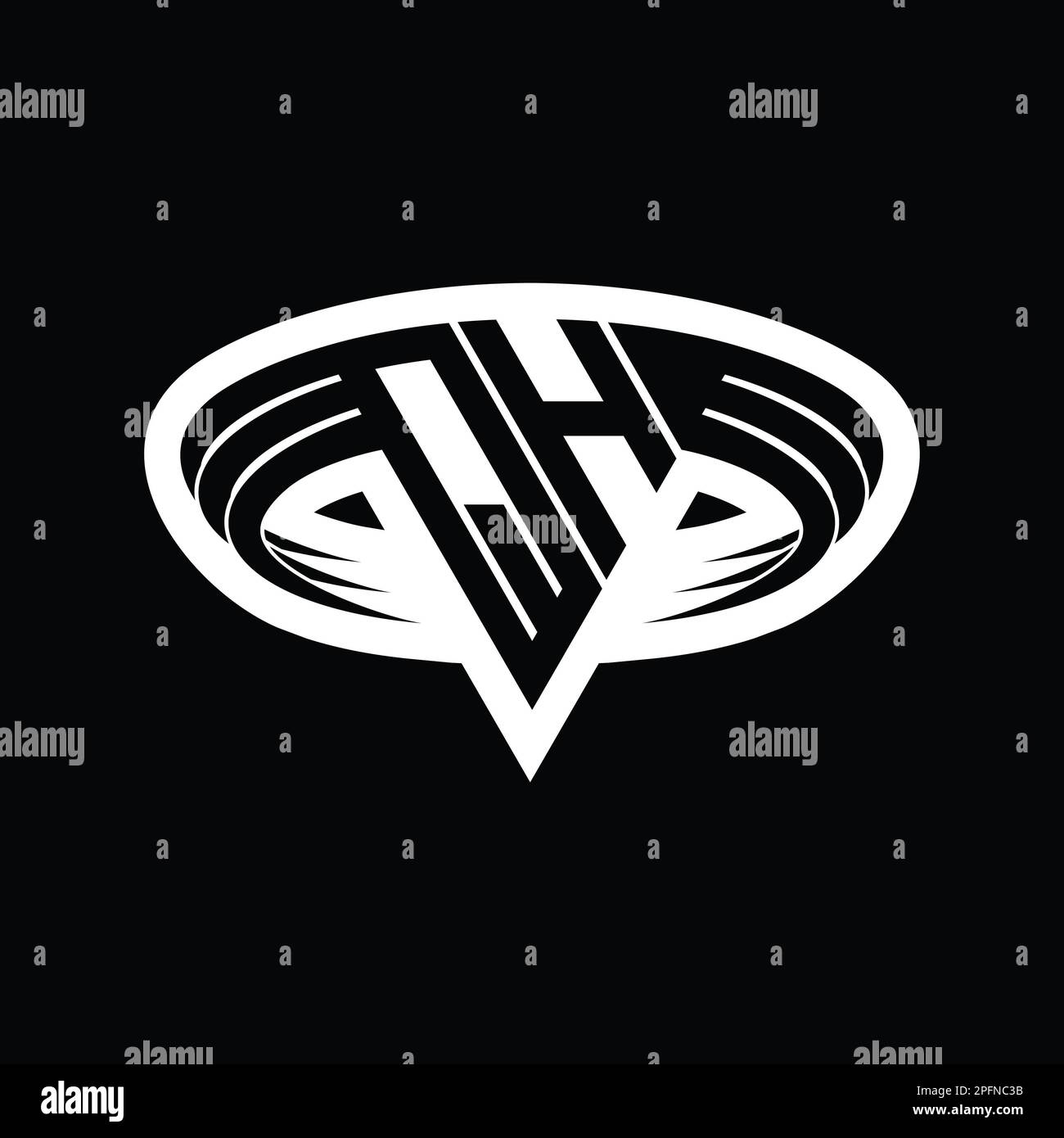 QH Logo monogram letter with triangle shape slice isolated outline ...