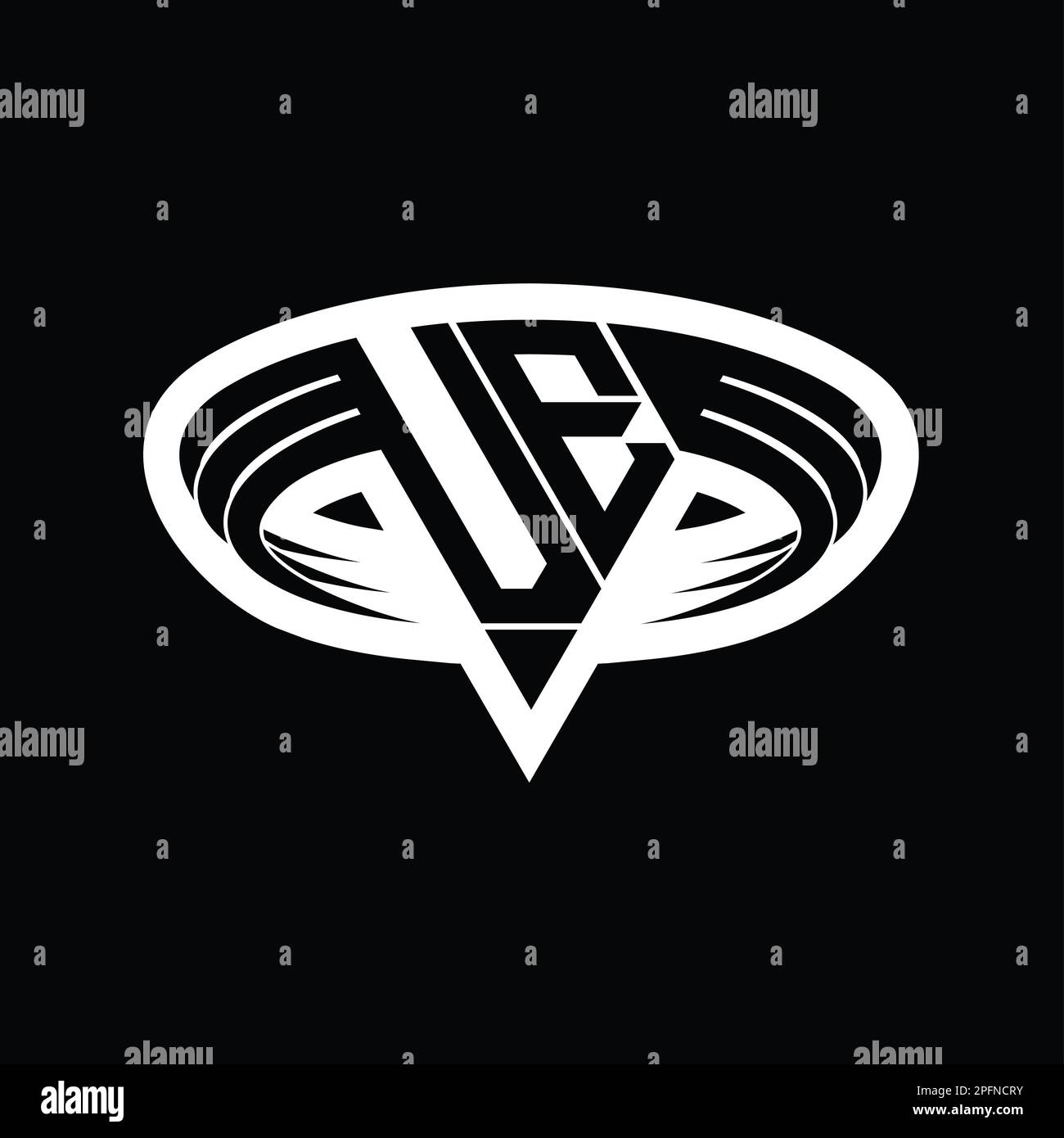 VE Logo monogram letter with triangle shape slice isolated outline ...