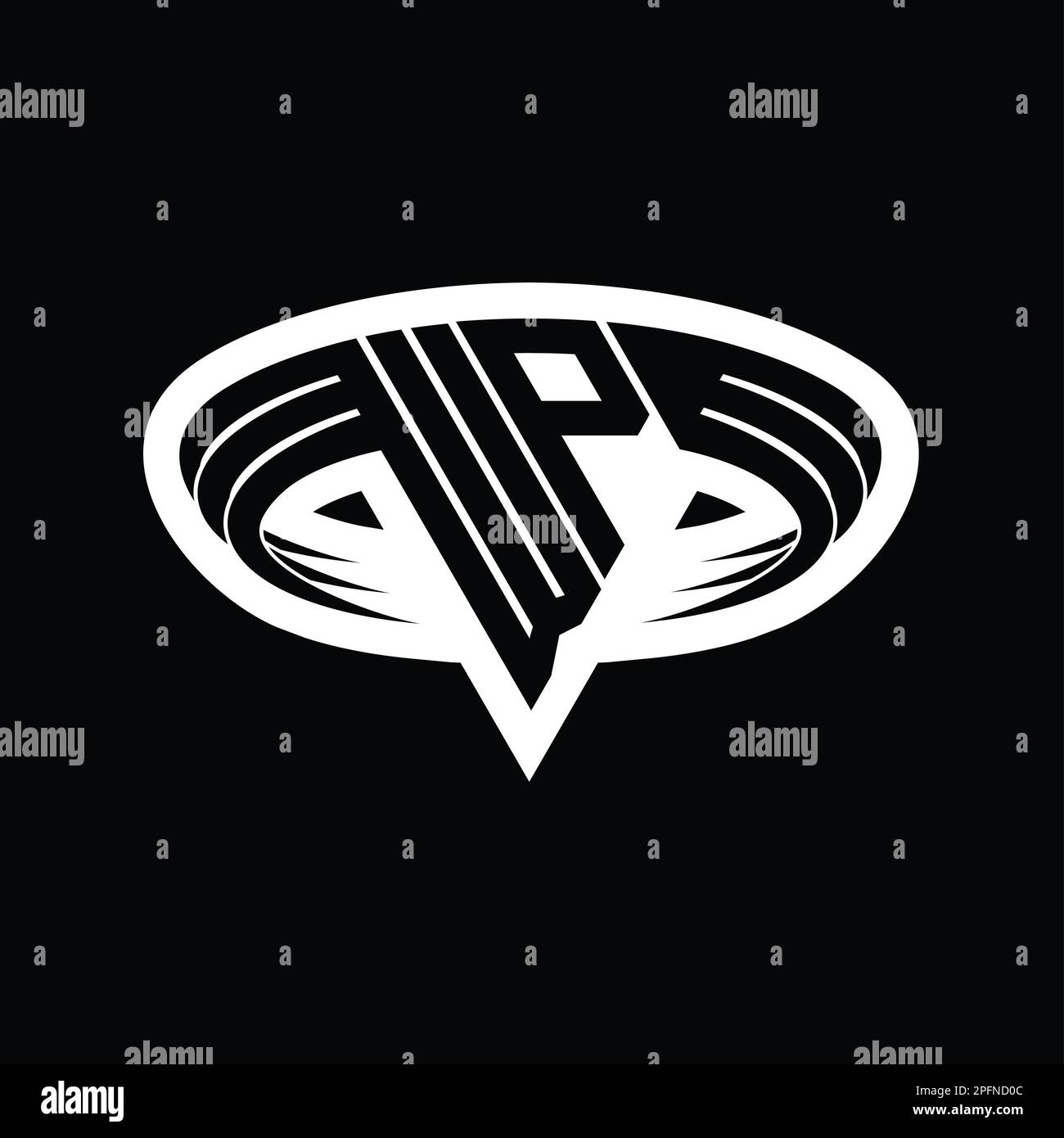 WP Logo monogram letter with triangle shape slice isolated outline ...