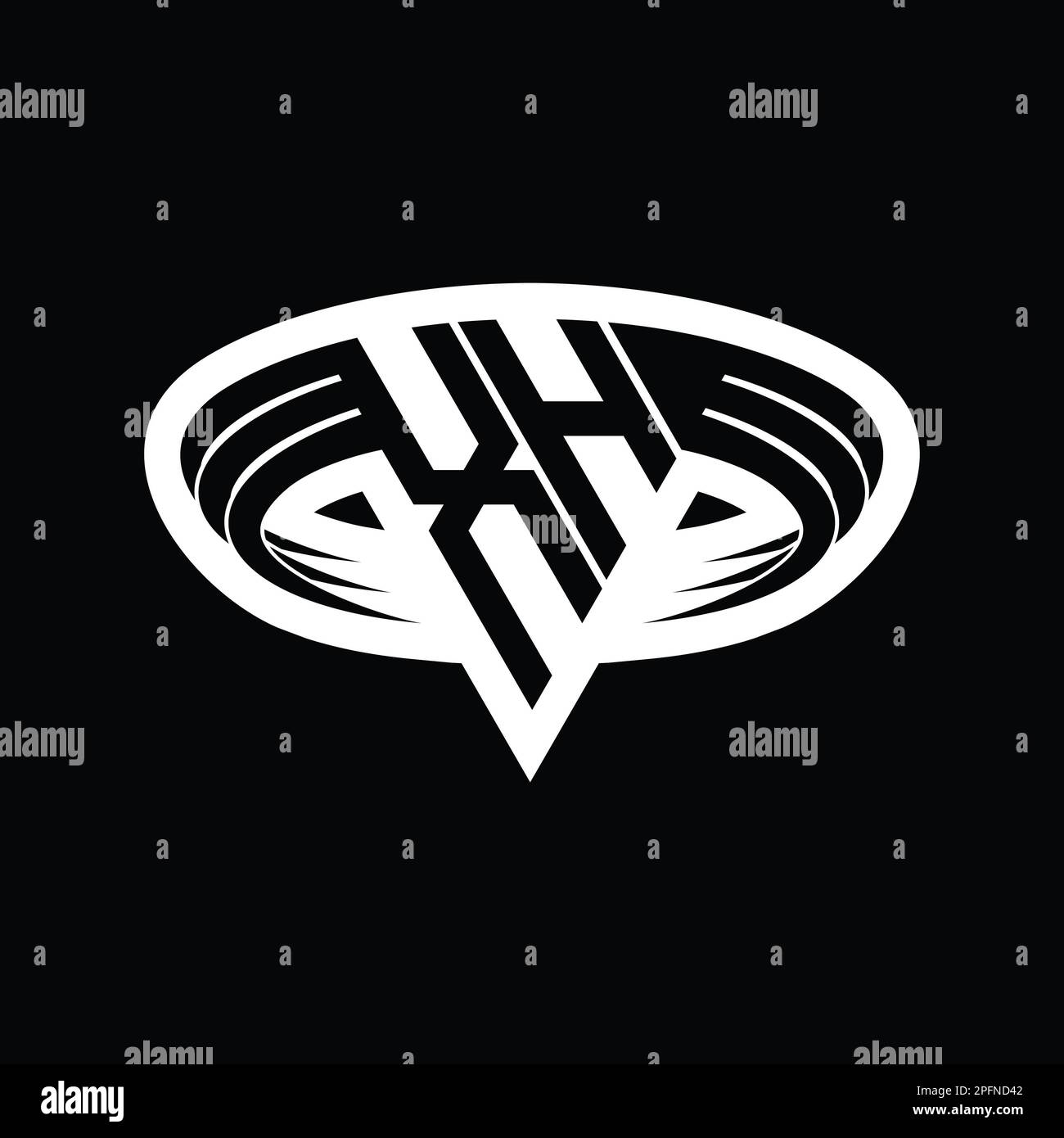 XH Logo monogram letter with triangle shape slice isolated outline ...
