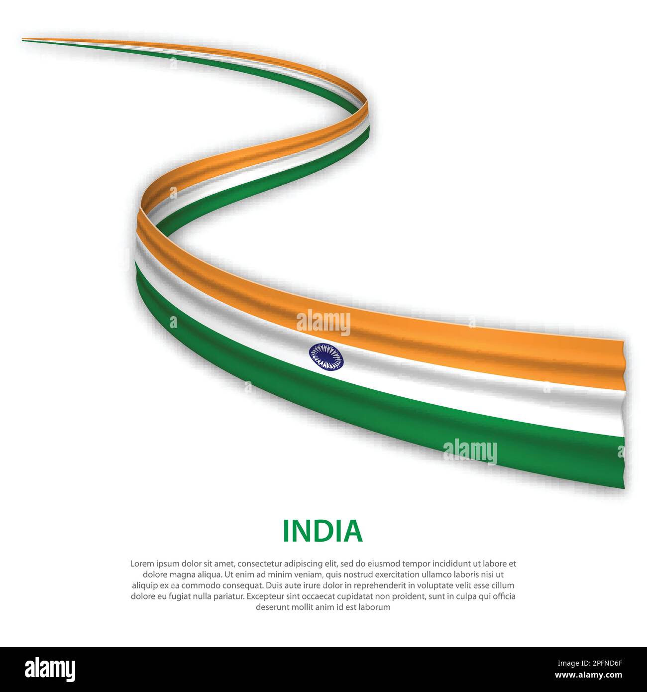 Waving ribbon or banner with flag of India. Template for independence ...