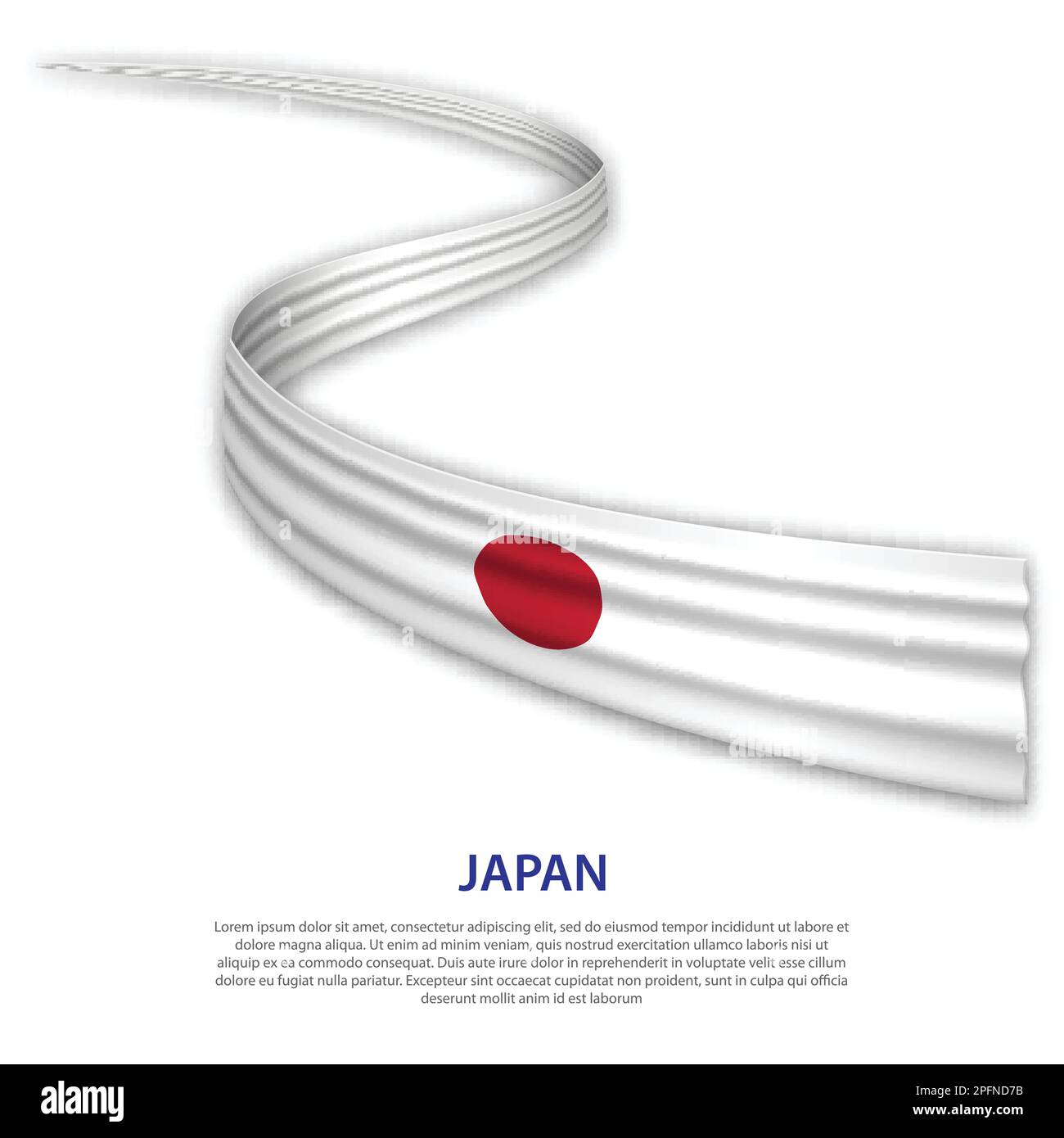 Waving ribbon or banner with flag of Japan. Template for independence