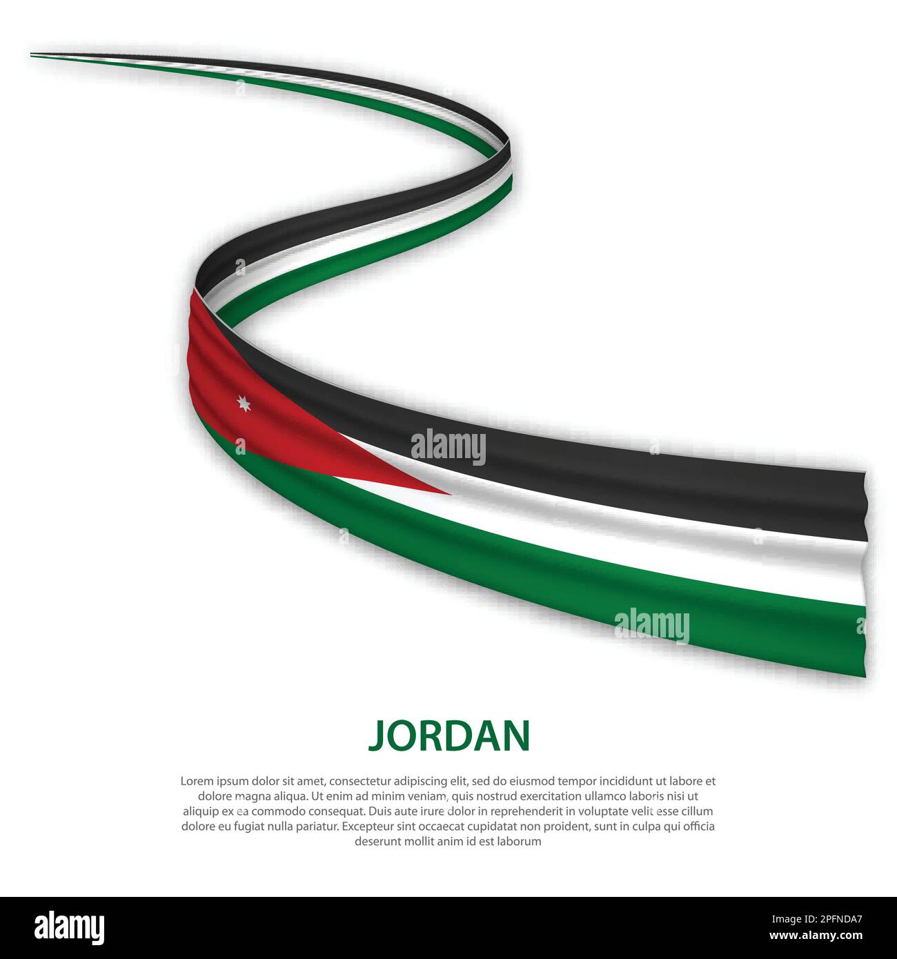 Waving ribbon or banner with flag of Jordan. Template for independence ...