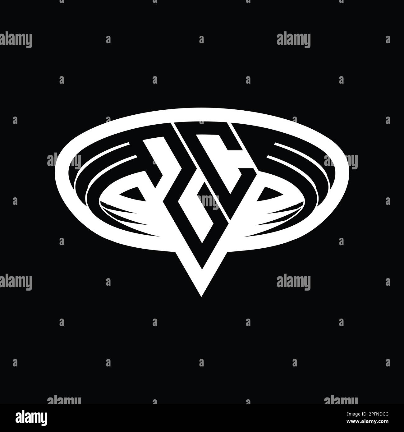 ZC Logo monogram letter with triangle shape slice isolated outline ...
