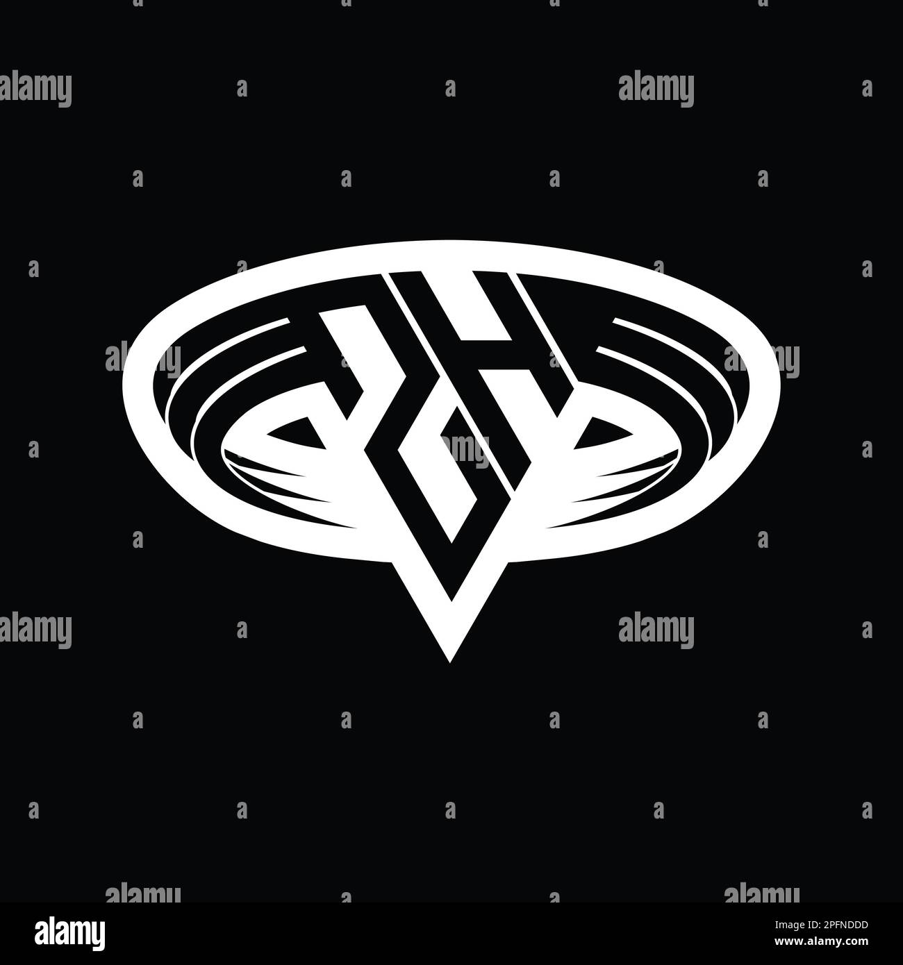 ZH Logo monogram letter with triangle shape slice isolated outline ...
