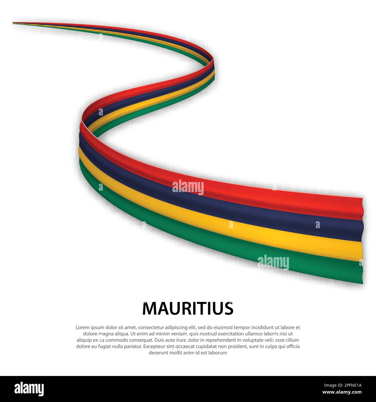 Waving ribbon or banner with flag of Mauritius. Template for ...