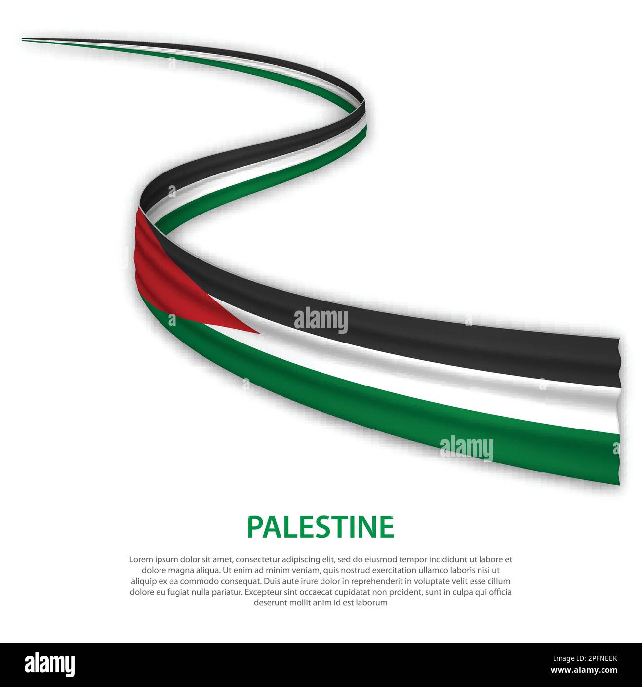Waving ribbon or banner with flag of Palestine. Template for ...