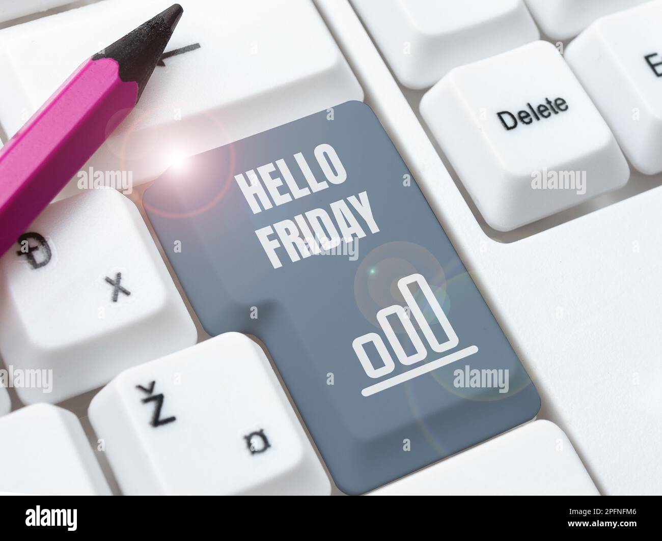 Hand writing sign Hello Friday. Word Written on Greetings on Fridays ...
