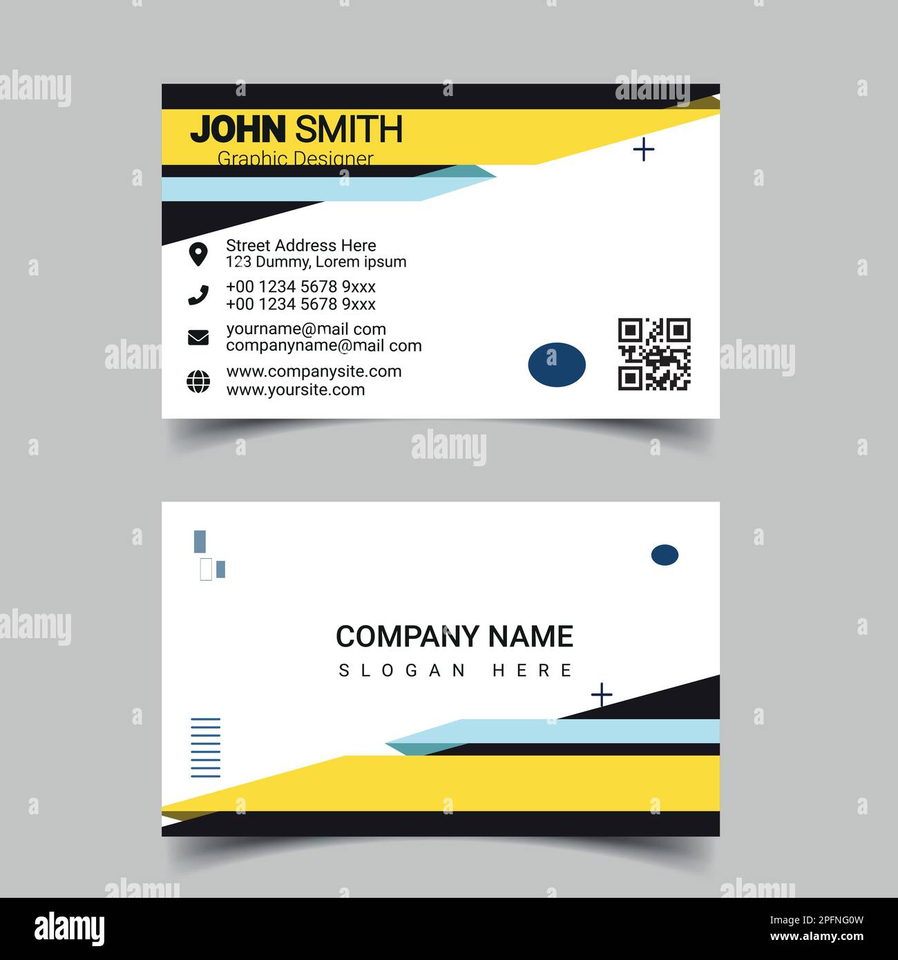 Professional business card design template for company or business. Two