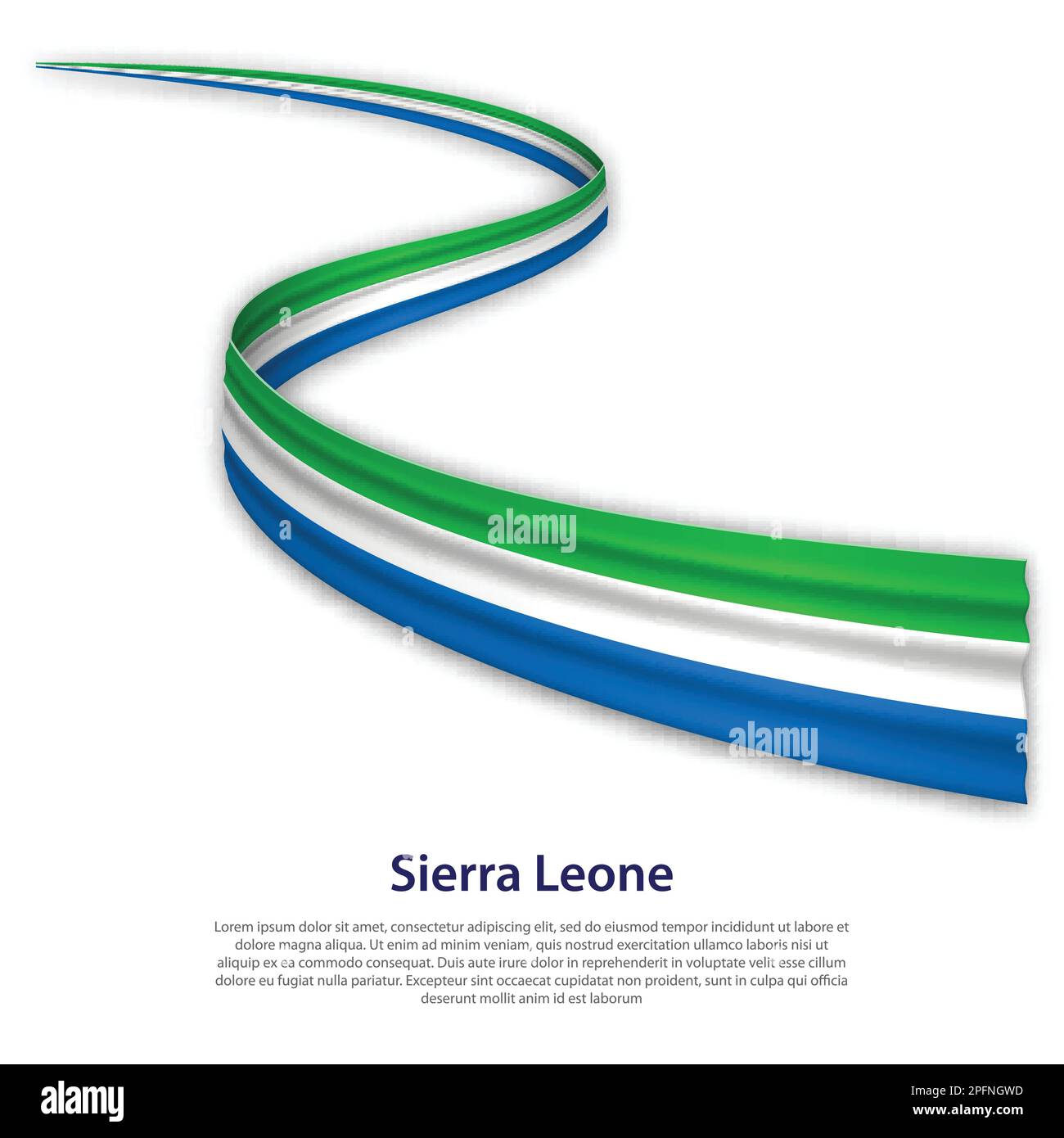 Waving ribbon or banner with flag of Sierra Leone. Template for ...