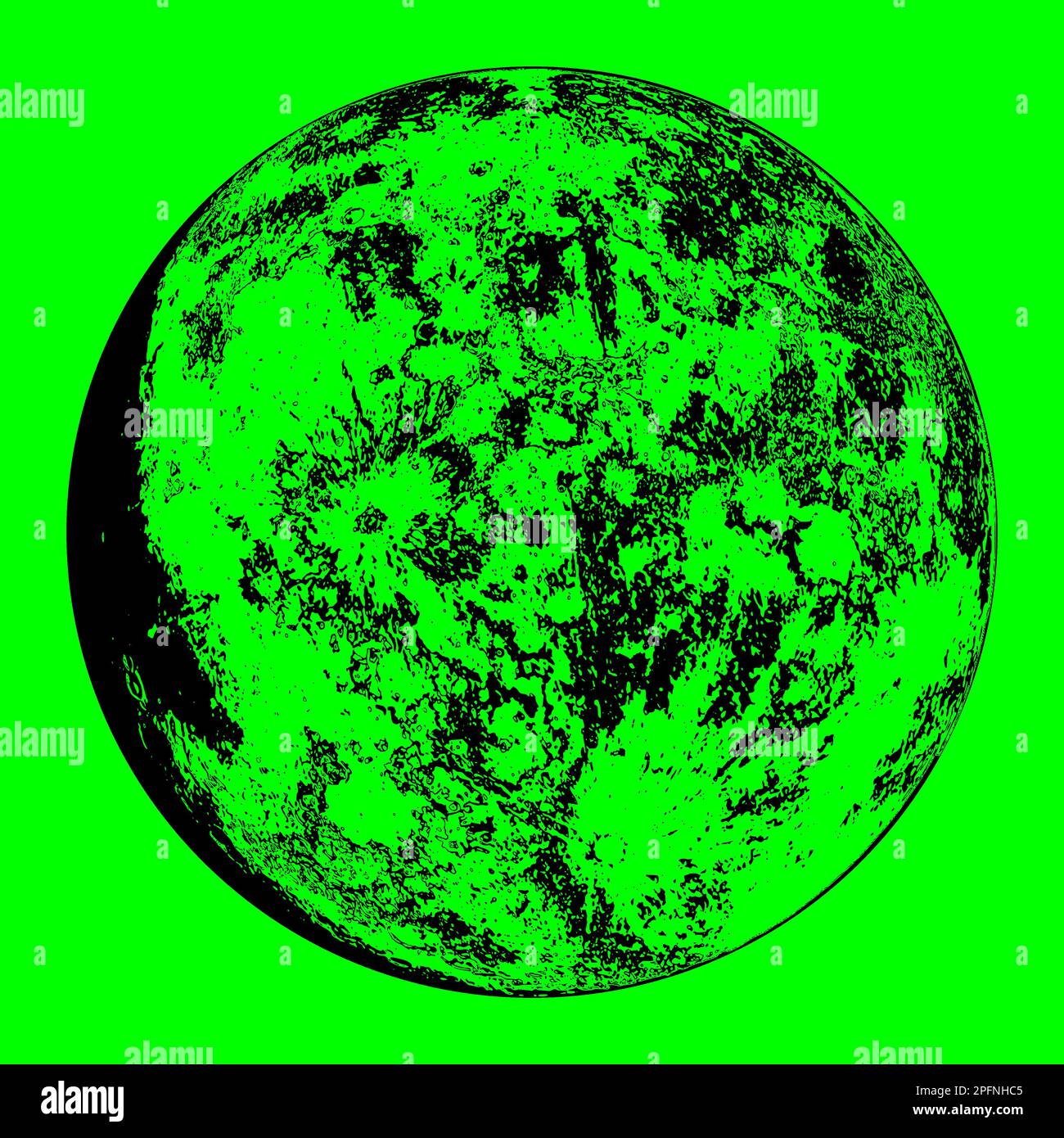 Detailed Moon illustration on Green Background. Vector Illustration Graphic Design. Stock Vector