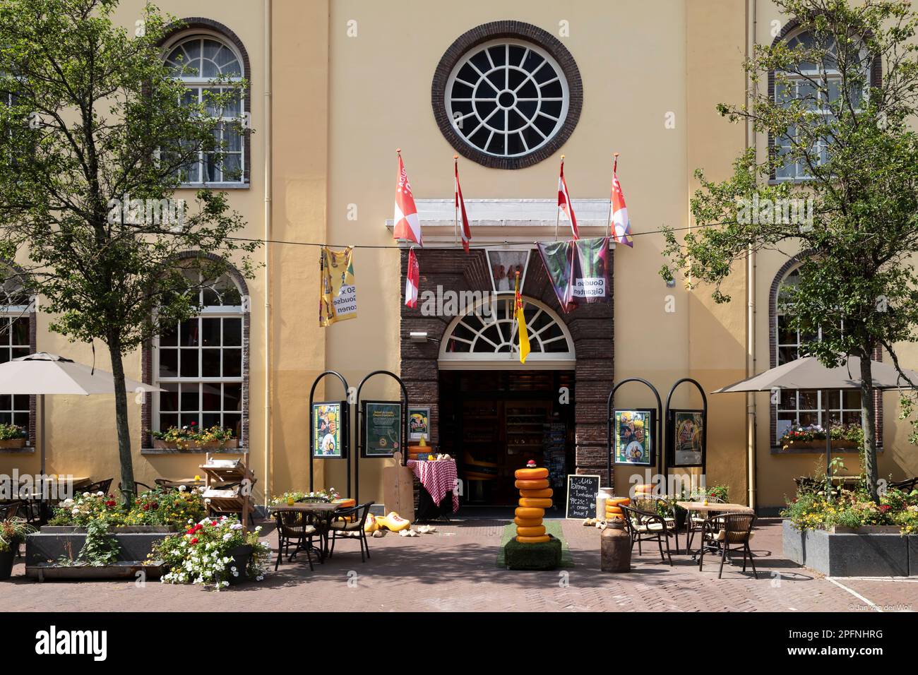 Frontage and entrance of the Gouda Cheese Experience museum in the