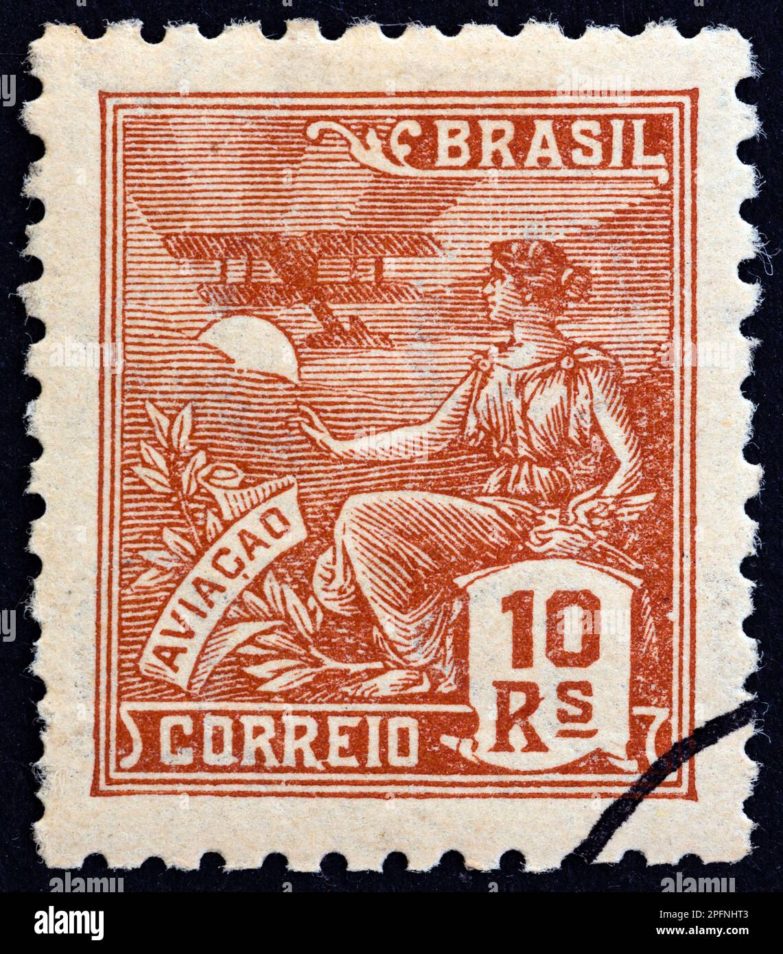 BRAZIL - CIRCA 1940: A stamp printed in Brazil shows Aviation, circa 1940. Stock Photo