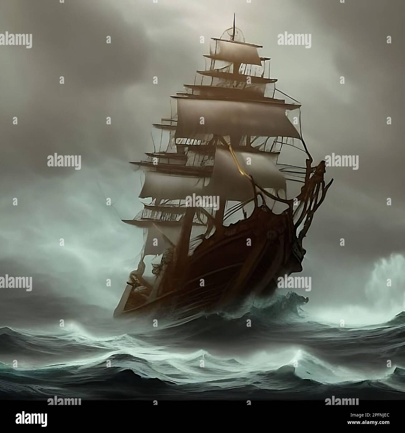 A huge ship sails on a stormy sea. AI generated Stock Photo - Alamy