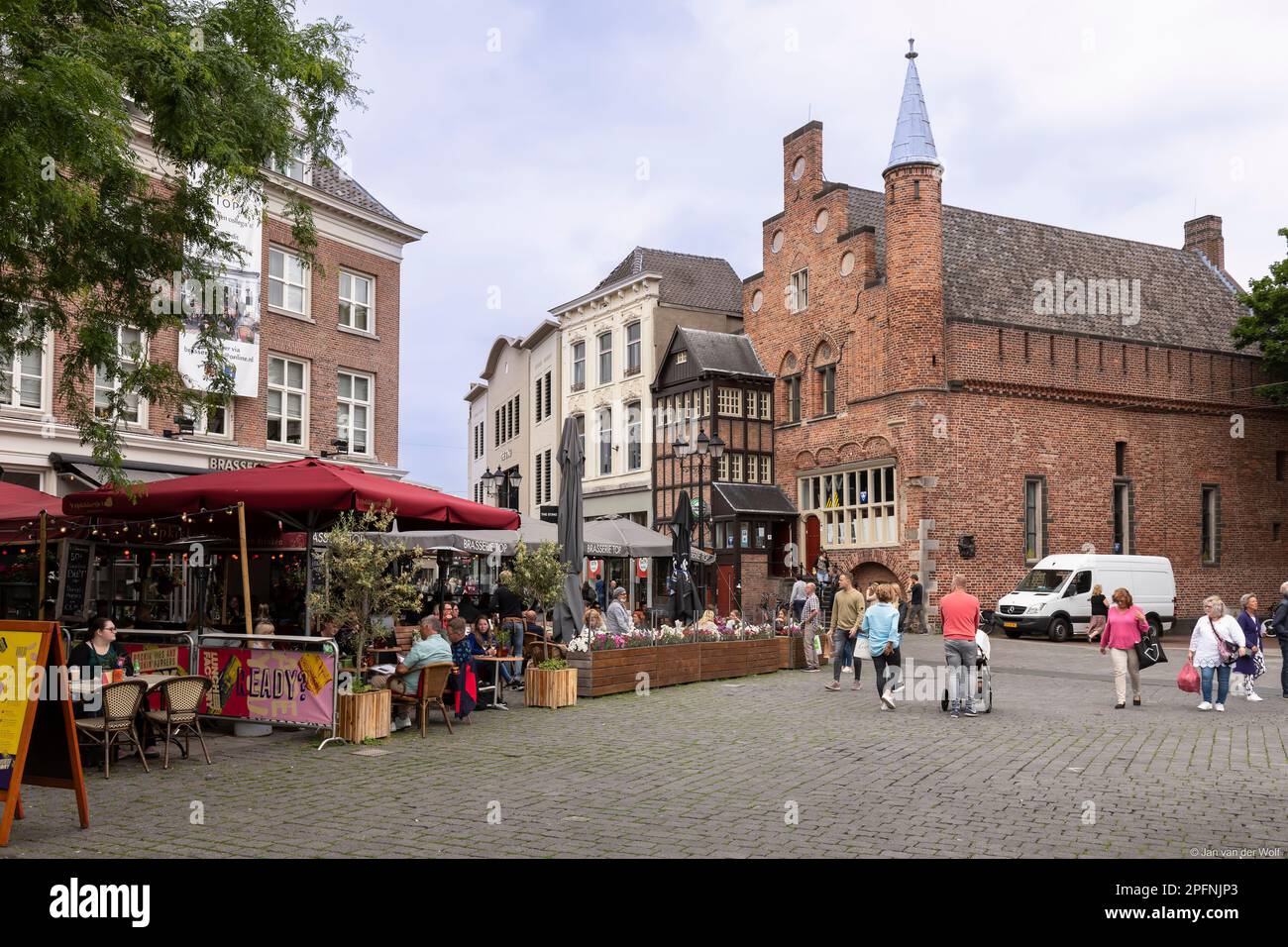 City life in the center of Den Bosch. Stock Photo