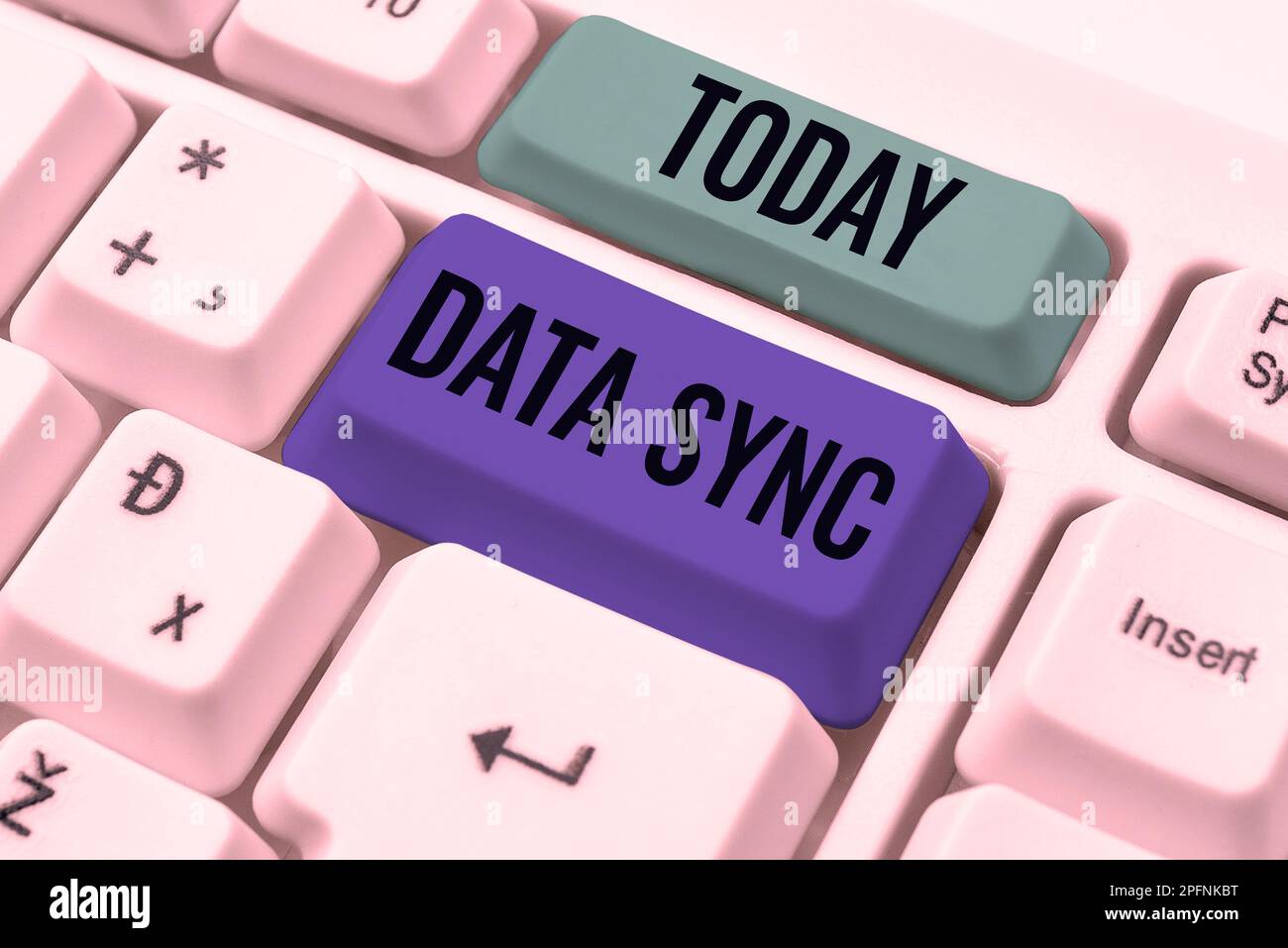 Conceptual display Data Sync. Internet Concept data that is continuously generated by different sources Stock Photo