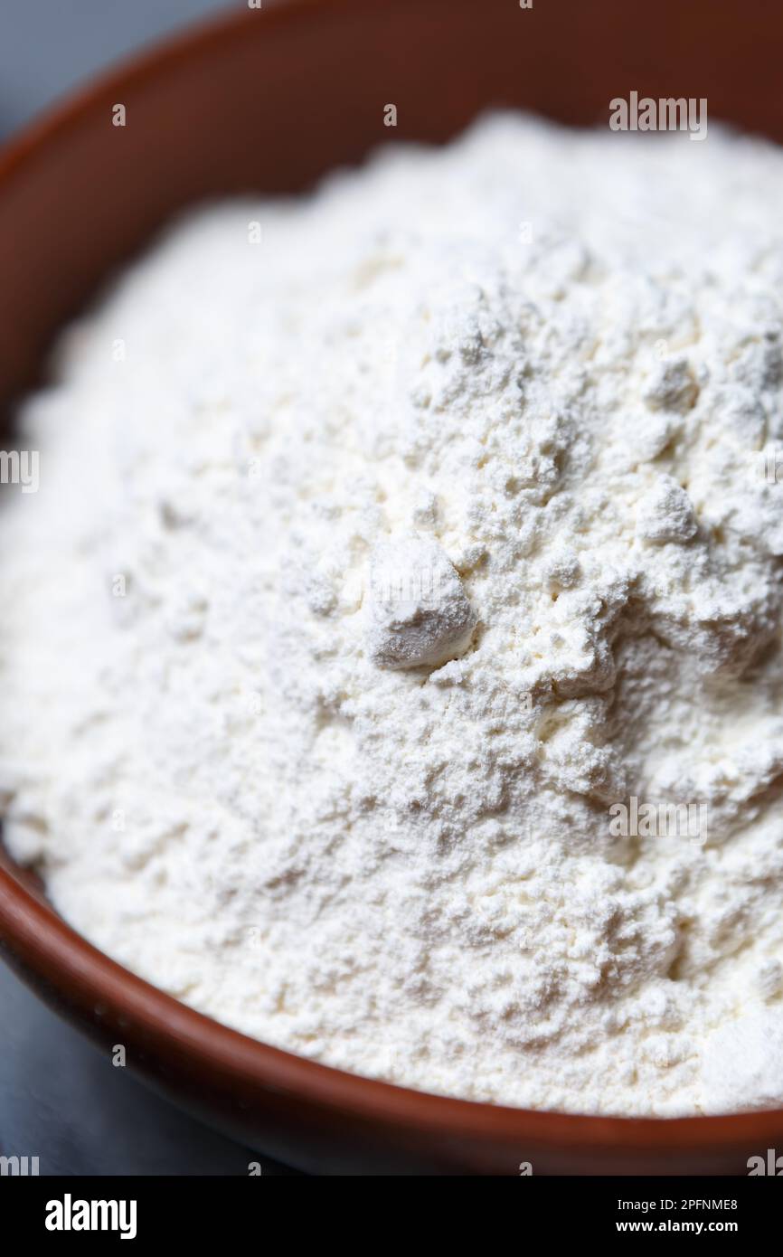 White wheat flour prepared for cooking in a bakery Stock Photo Alamy