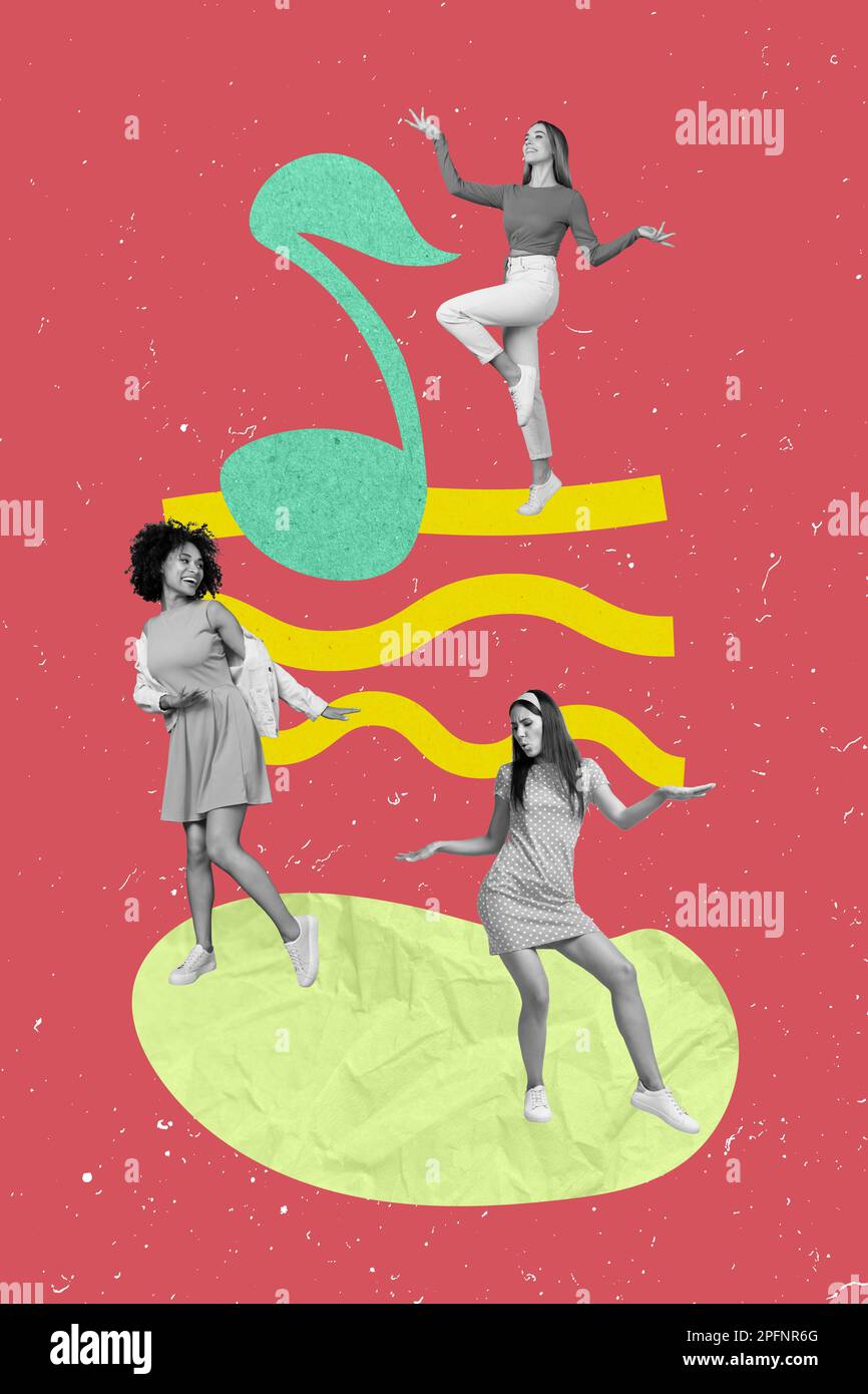 Photo cartoon comics sketch collage picture of funny funky ladies