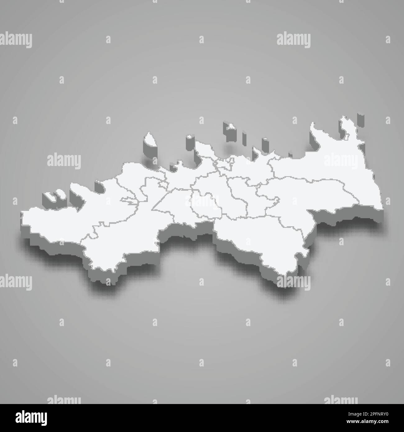 3d isometric map of Harju county is a region of Estonia isolated with shadow Stock Vector