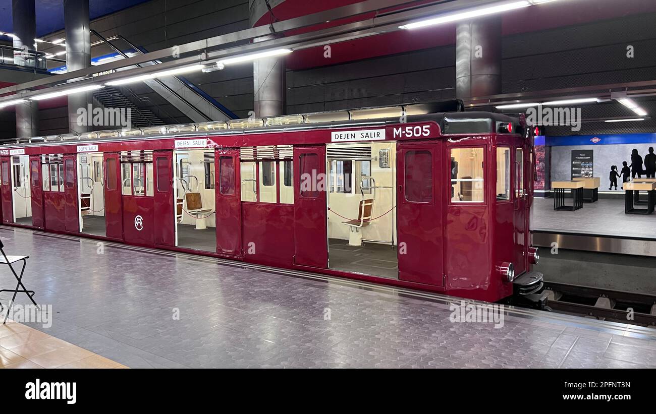 Old Madrid subway in the station Stock Photo