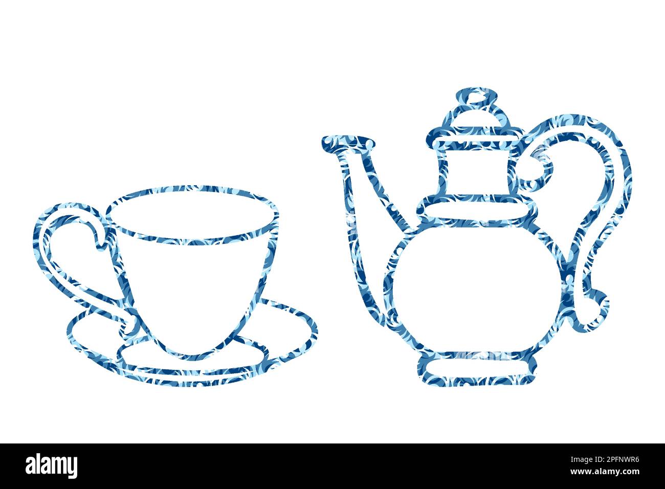 Vintage Teapot And Cup Vector Illustration On White Background Stock