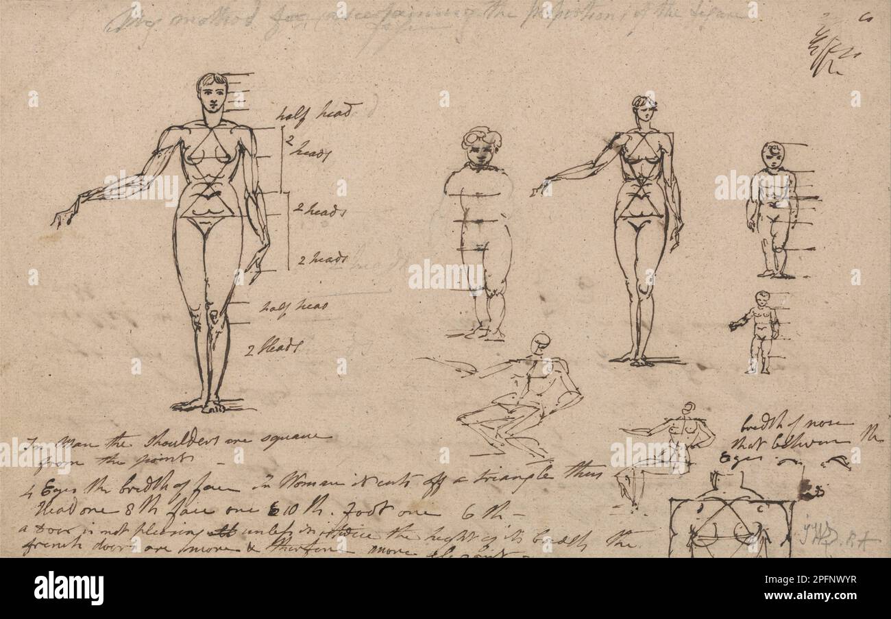 Studies of Anatomy, Measurements and Writing by James Ward Stock Photo ...