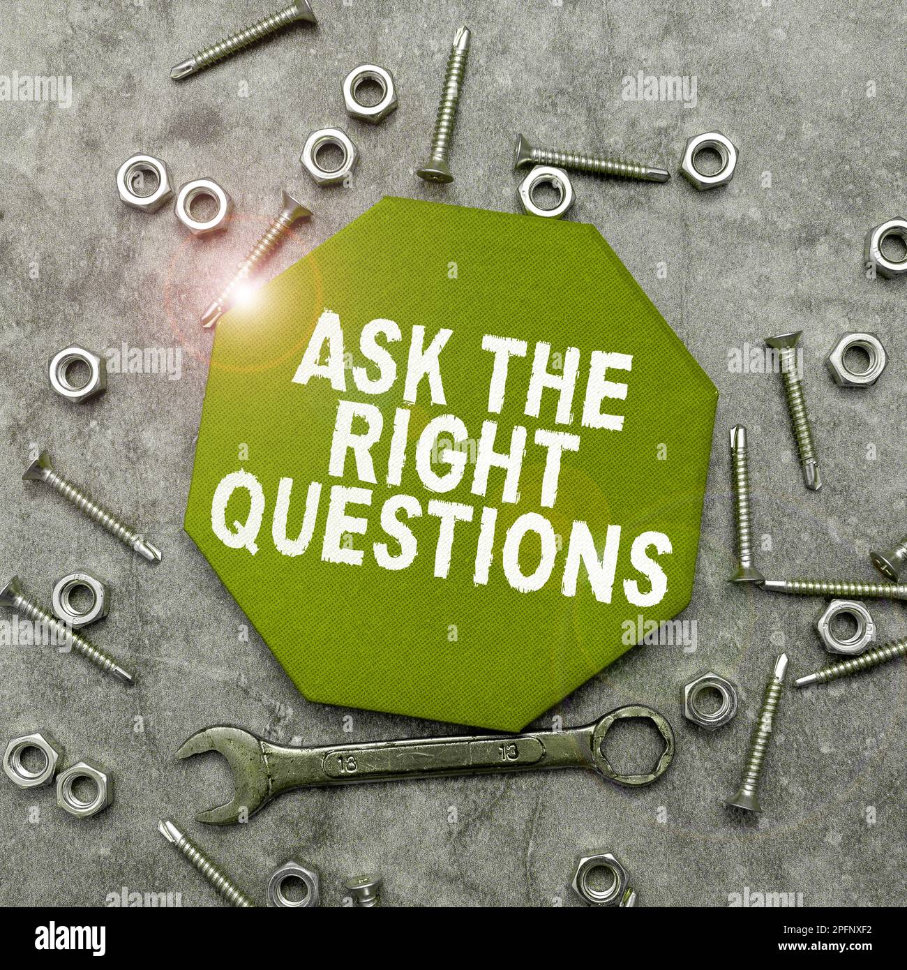 Hand writing sign Ask The Right Questions. Business showcase Look for a ...