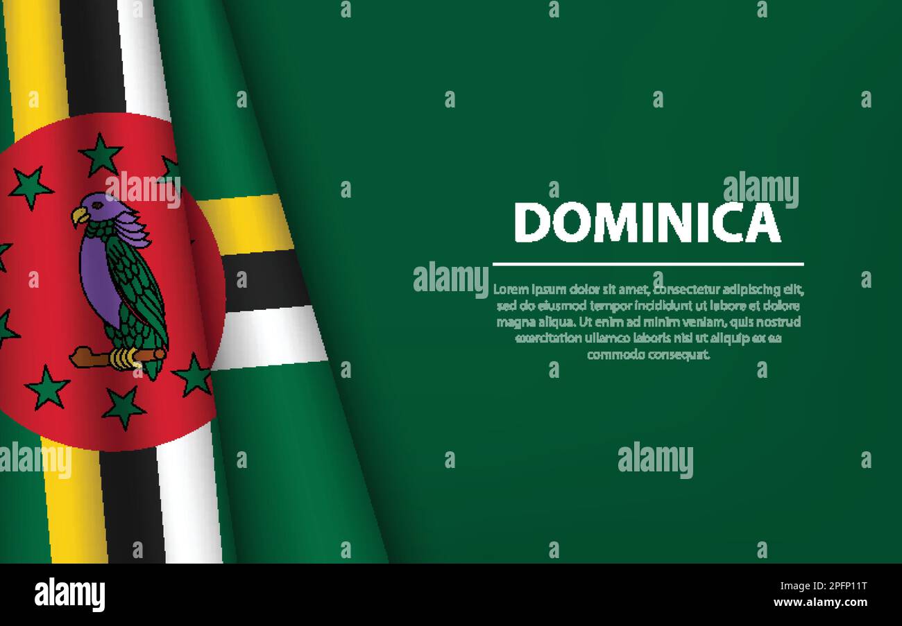 Wave flag of Dominica with copyspace background. Banner or ribbon ...