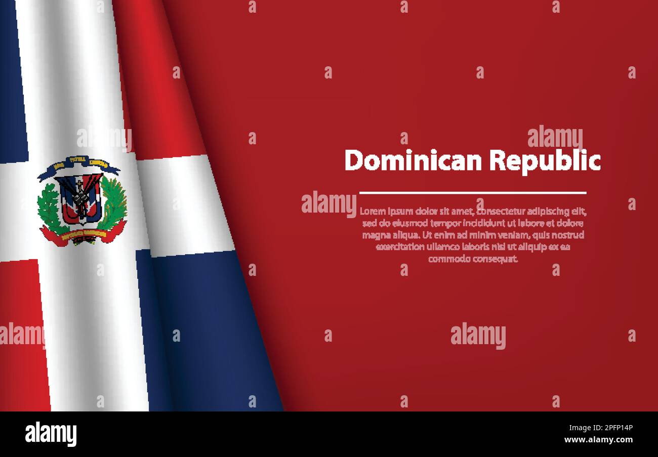 Wave flag of Dominican Republic with copyspace background. Banner or ...