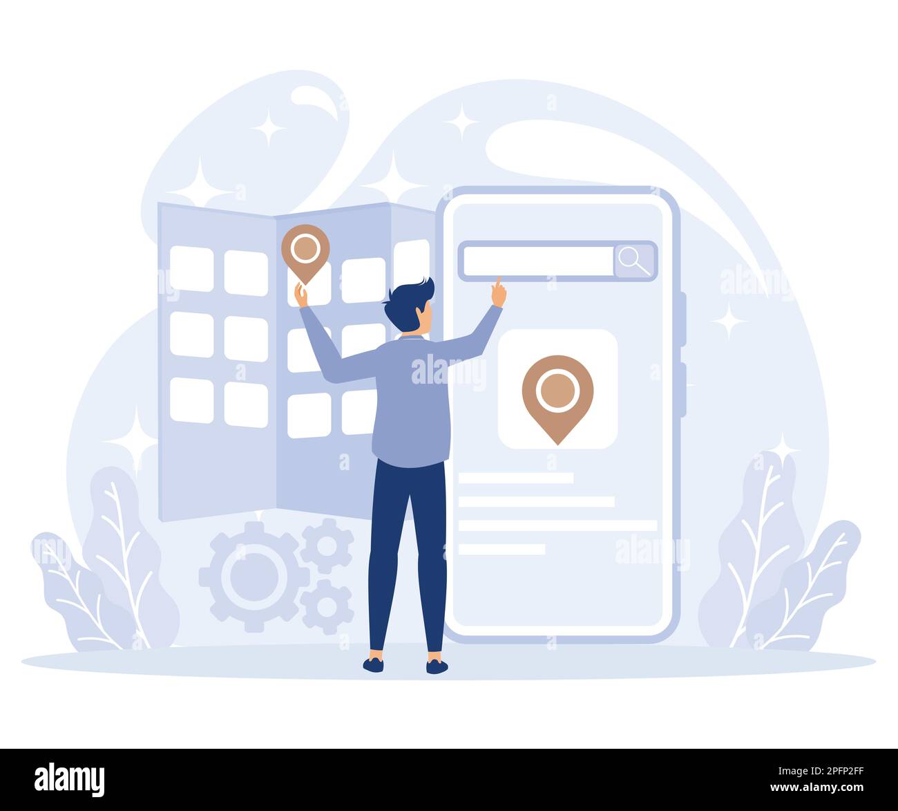 Search engine marketing concept, Local SEO, reputation management, flat vector modern illustration Stock Vector