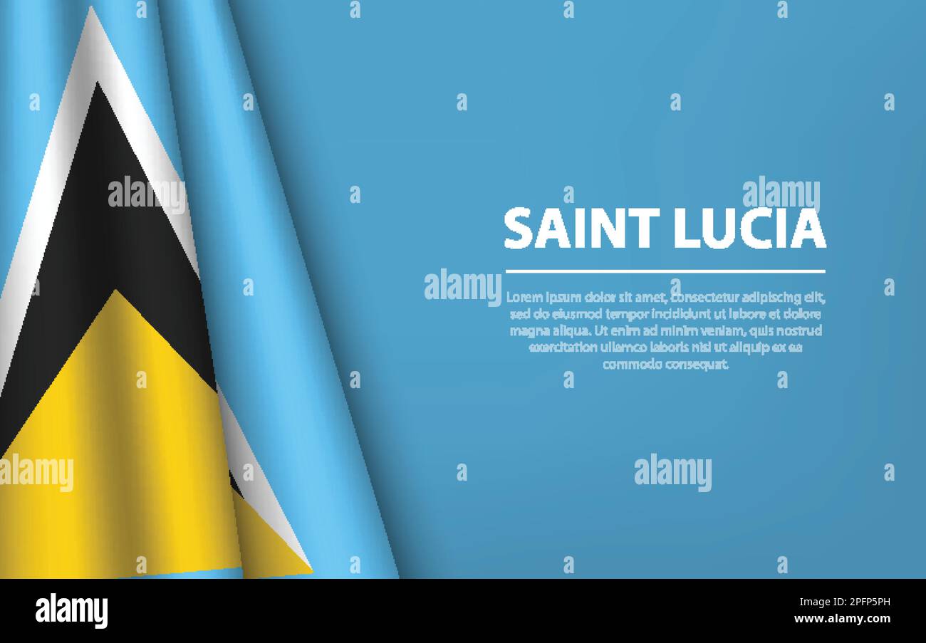 Wave flag of Saint Lucia with copyspace background. Banner or ribbon vector template for independence day Stock Vector