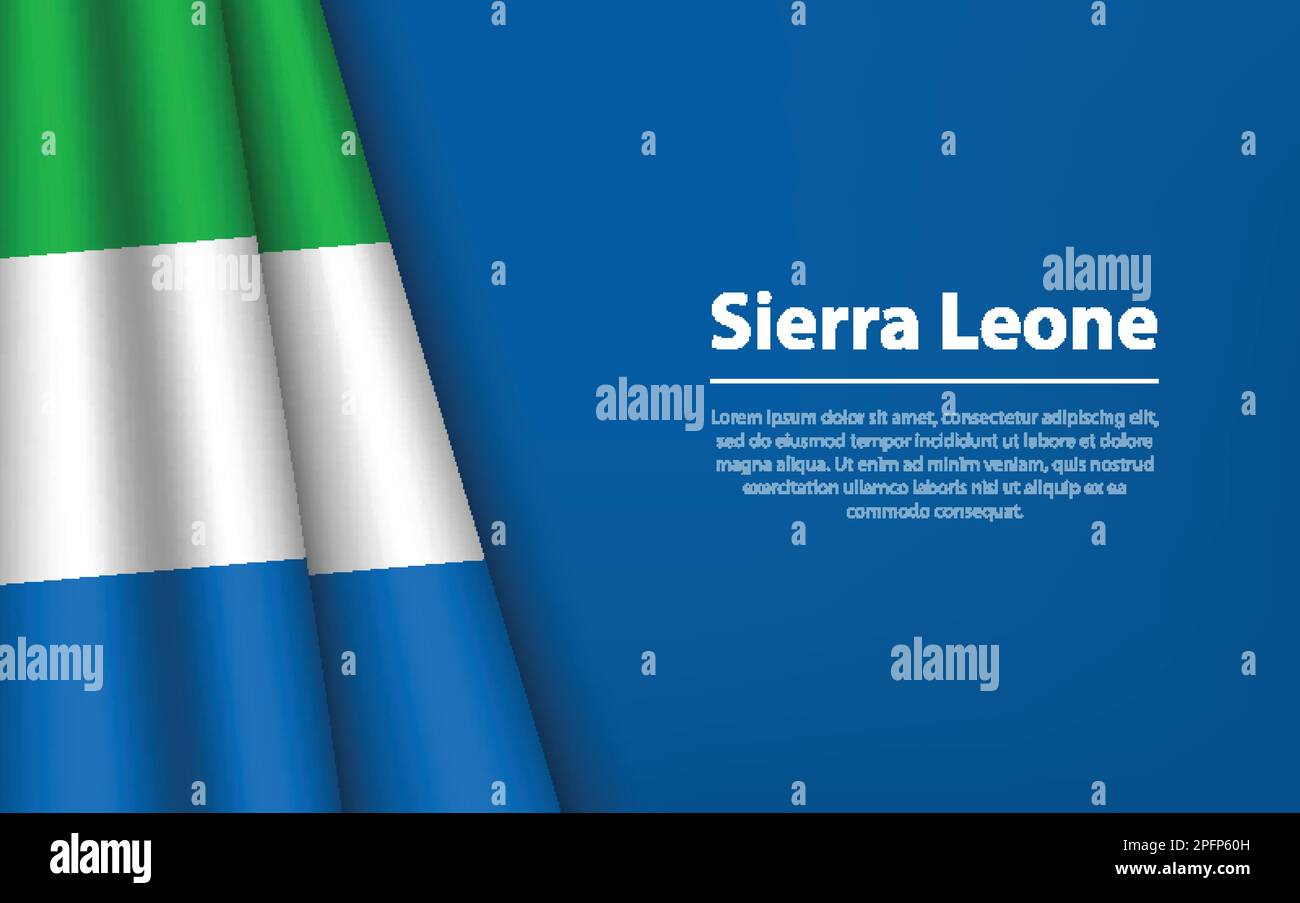 Wave flag of Sierra Leone with copyspace background. Banner or ribbon ...