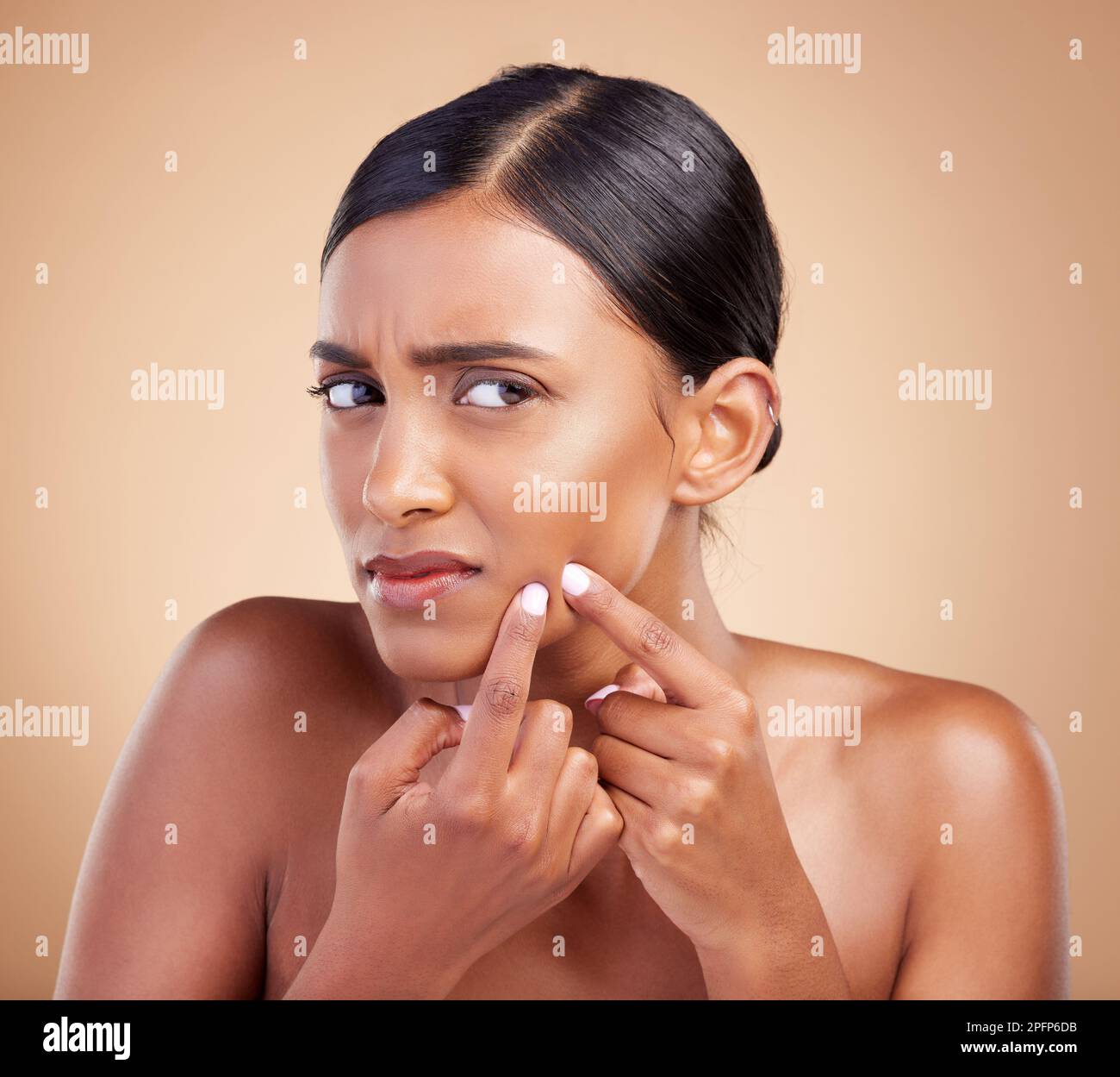 Glow, makeup and beauty of Indian woman for skincare, facial or wellness  treatment or dermatology, spa or cosmetics in studio. Girl, selfcare or  Stock Photo - Alamy