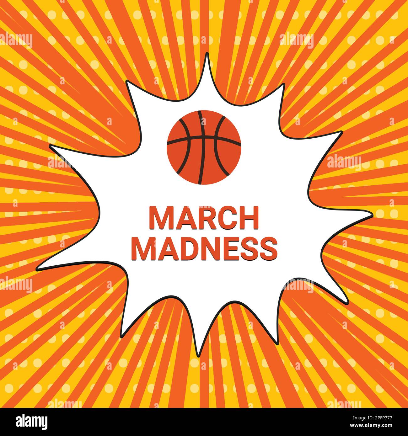 March Madness retro pop art banner. Annual Basketball Tournament. Sport
