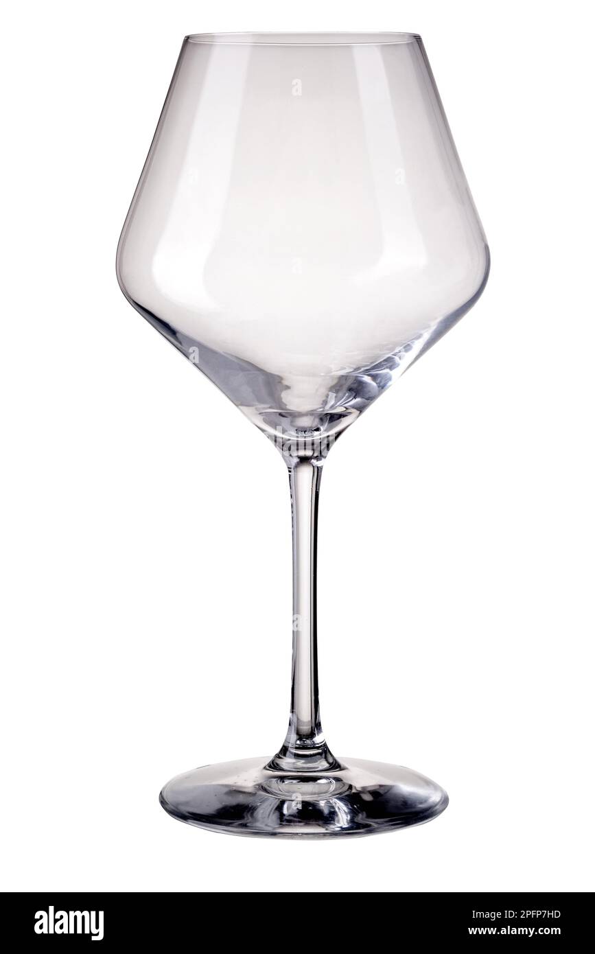 Empty goblet wine glass isolated on white with clipping path Stock Photo