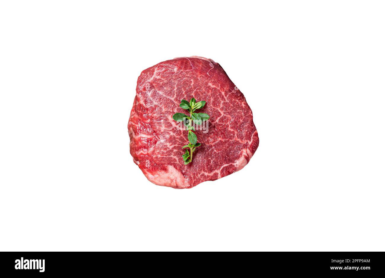 Prime Fillet Mignon Beef steak, Dry aged raw tenderloin meat. Isolated on white background Stock