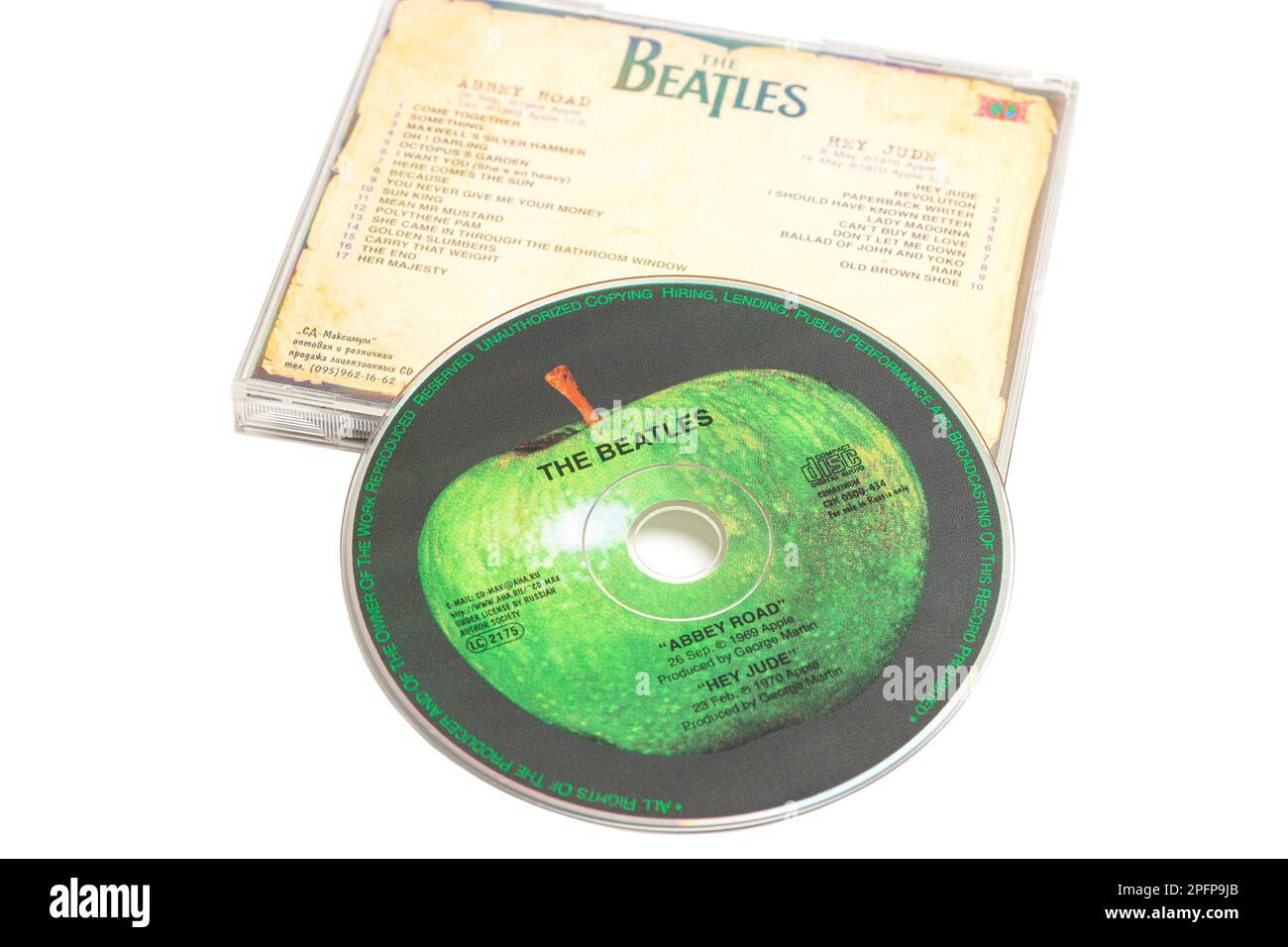 Moscow, Russia, 18 March 2023: CD by The Beatles Abbey Road, Hey Jude. Stock Photo