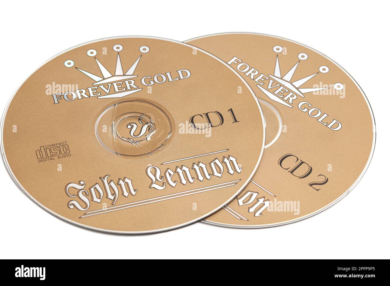 Moscow, Russia, 18 March 2023: CD discs by John Lennon - Forever Gold Stock Photo