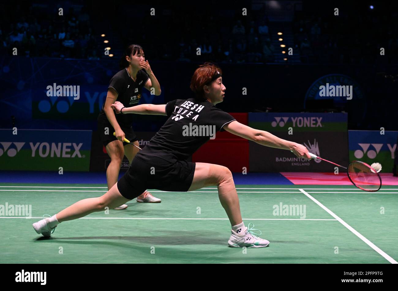 Utilita Arena, Birmingham, UK. 18th Mar, 2023. 2023 YONEX All England Open Badminton Championships, Semi Finals Day 5; Treesa JOLLY of India and GAYATRI GOPICHAND PULLELA of India versus BAEK Ha Na and LEE So Hee of Korea in the Womens Doubles semi Final, LEE So Hee of Korea plays a shot Credit: Action Plus Sports/Alamy Live News Stock Photo