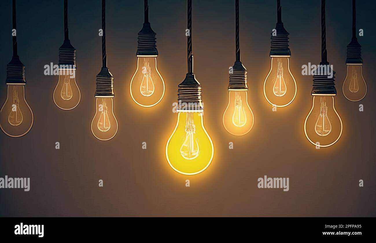 Realistic light bulbs, lamps hanging on wires. modern realistic set of led lamps, home lighting