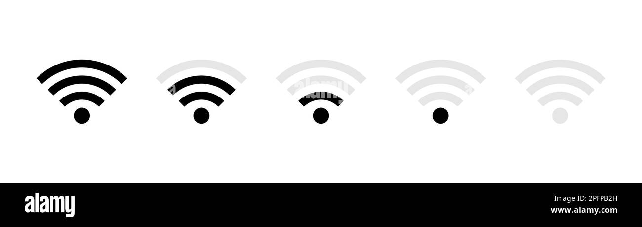 WIFI Icon set. rounded corners. black gray white background Stock Vector