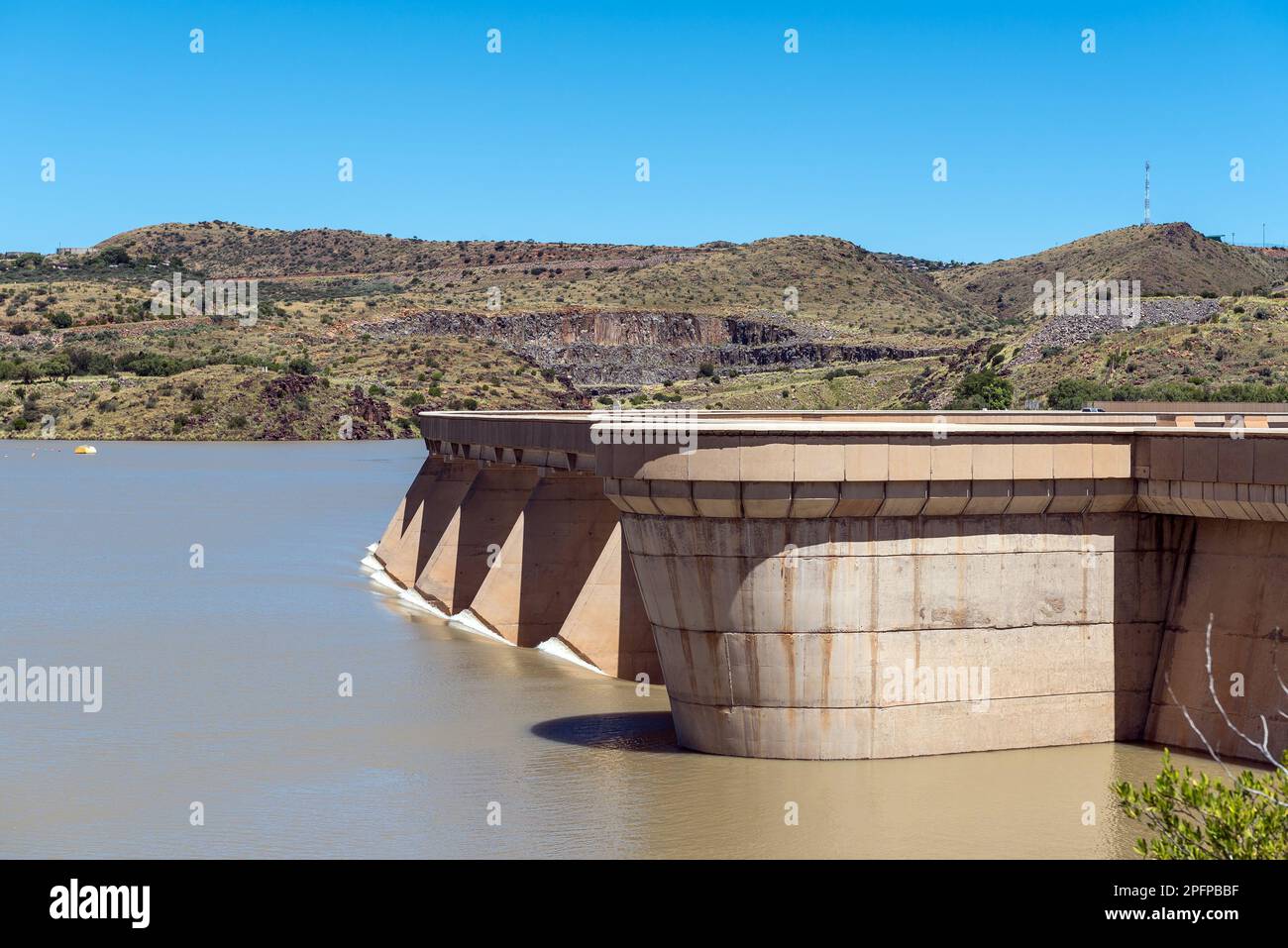 The Vanderkloof Dam overflowing. It is the second largest dam in South