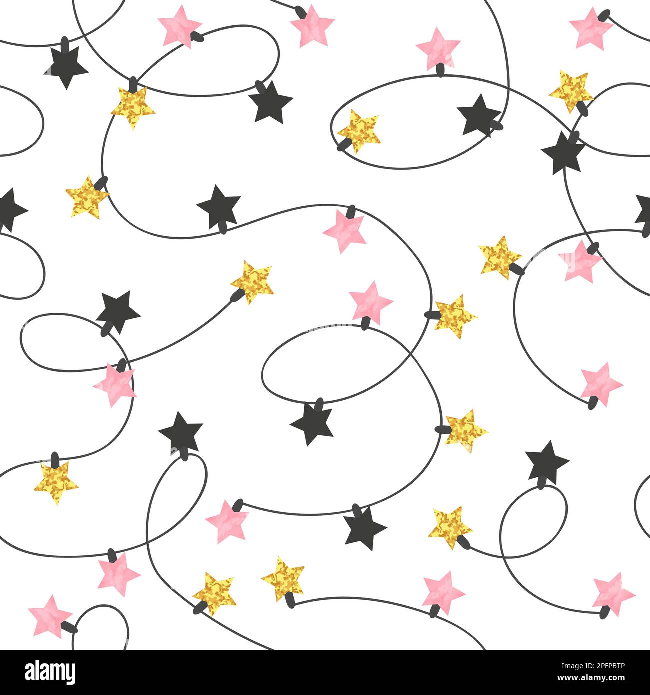 Christmas lights seamless pattern. Vector background with garland Stock ...