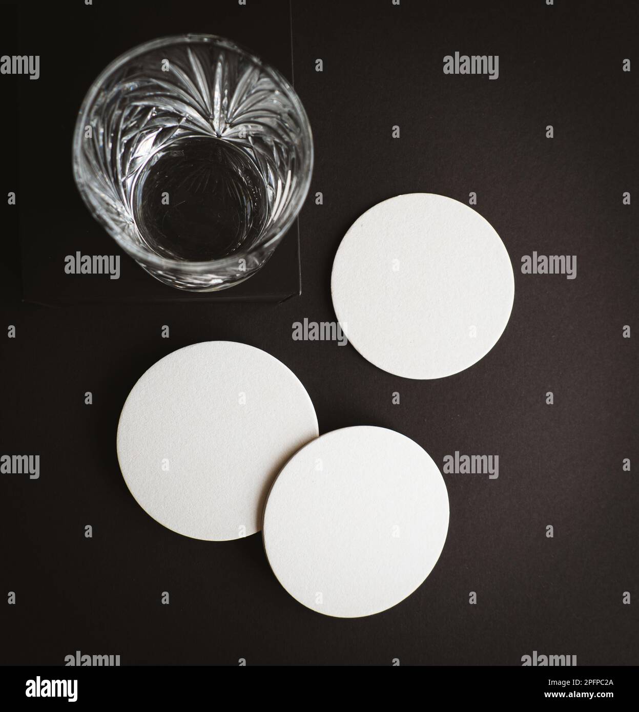 Minimal black and white, blank coaster (drip mat) mockup Stock Photo