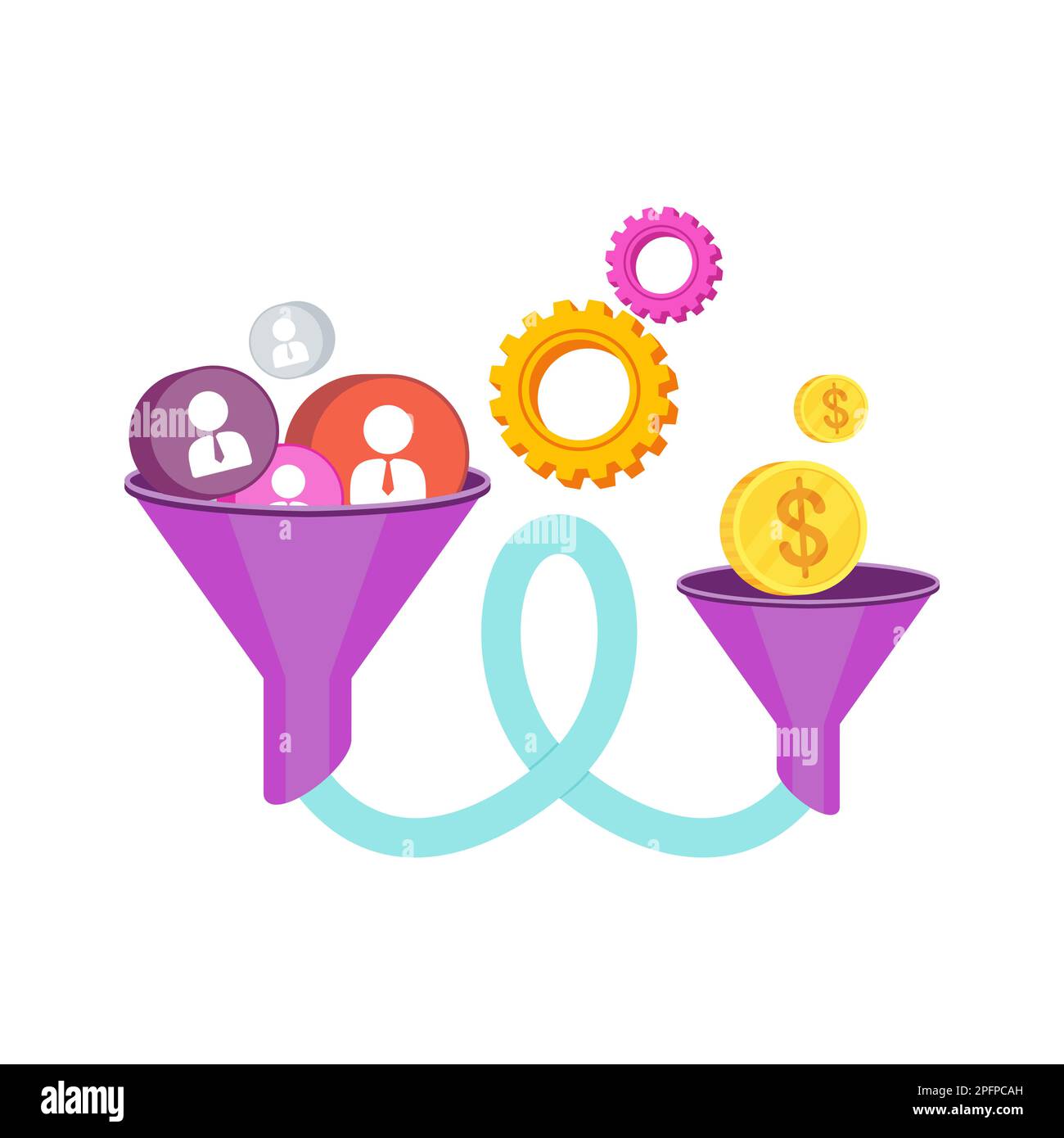 Conversion funnel. Digital inbound marketing tool Stock Vector Image
