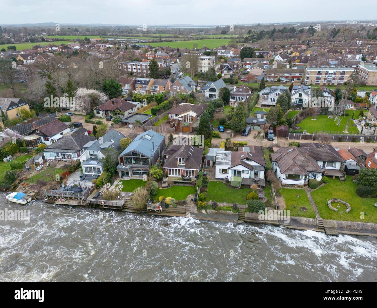Aerial view of SunburyOnThames, Surrey, UK Stock Photo Alamy