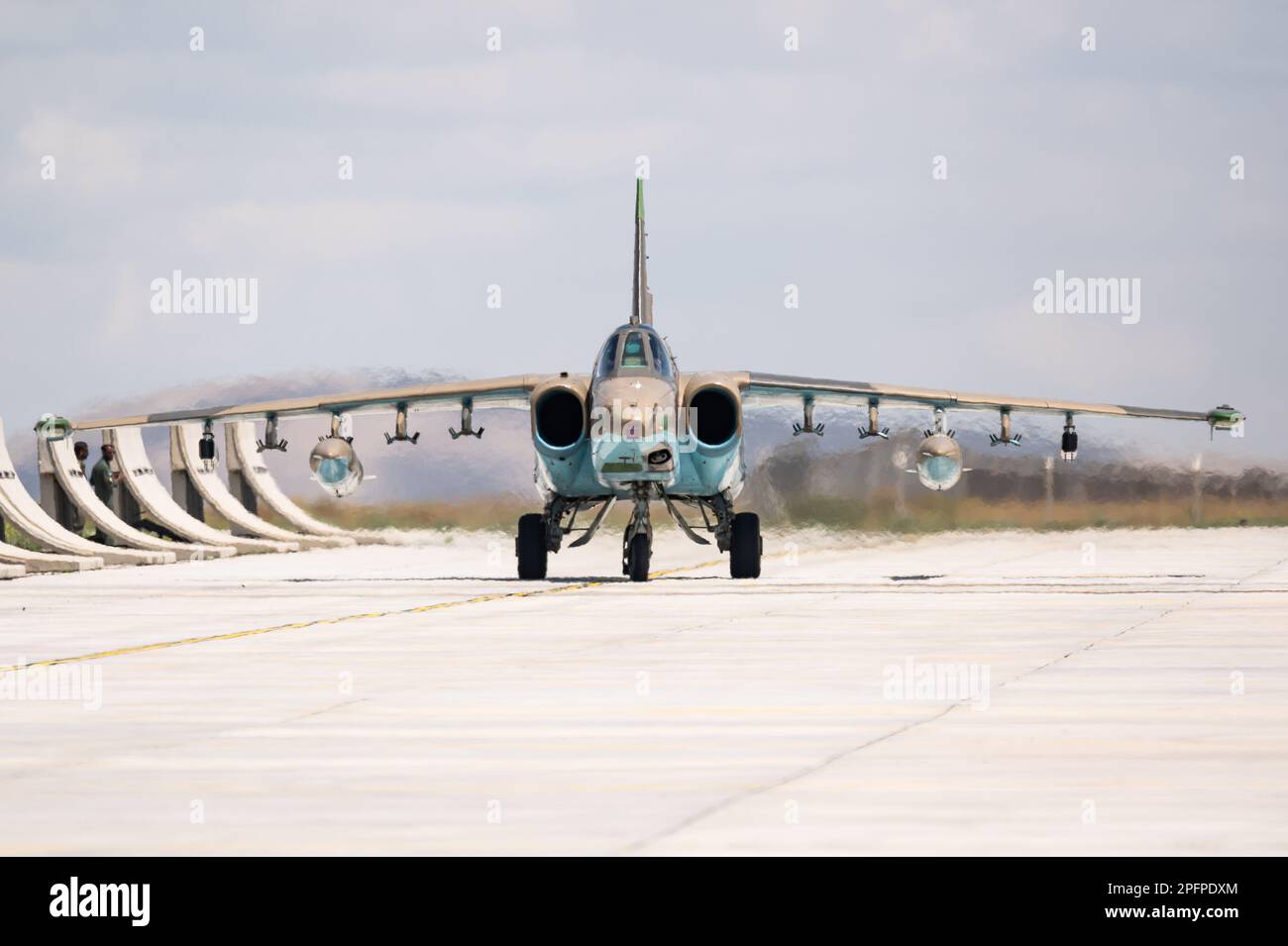 A Sukhoi Su-25 'Frogfoot' combat aircraft of the Azerbaijani Air Force. Stock Photo