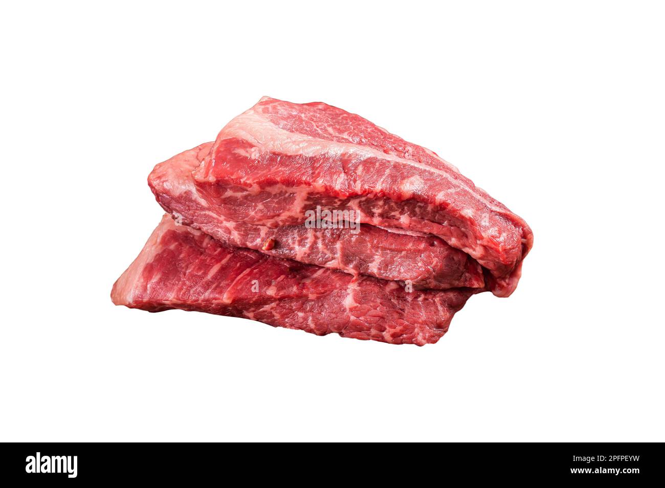 Raw sirloin beef cut, Silverside steak on a wooden board. Isolated on