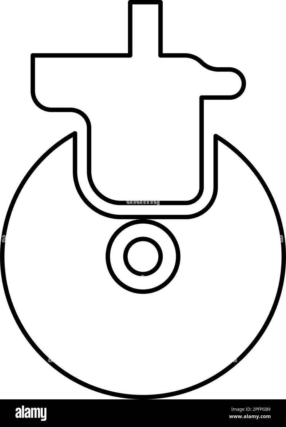Wheel for furniture caster swivel contour outline line icon black color ...