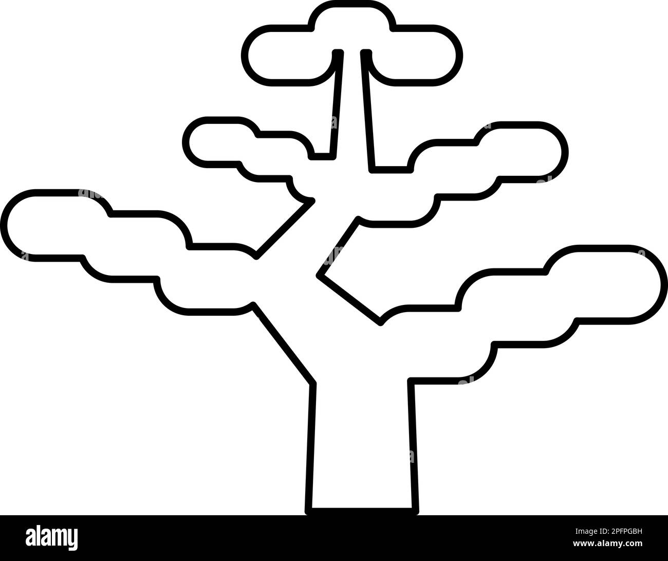 Bonsai tree japanese contour outline line icon black color vector